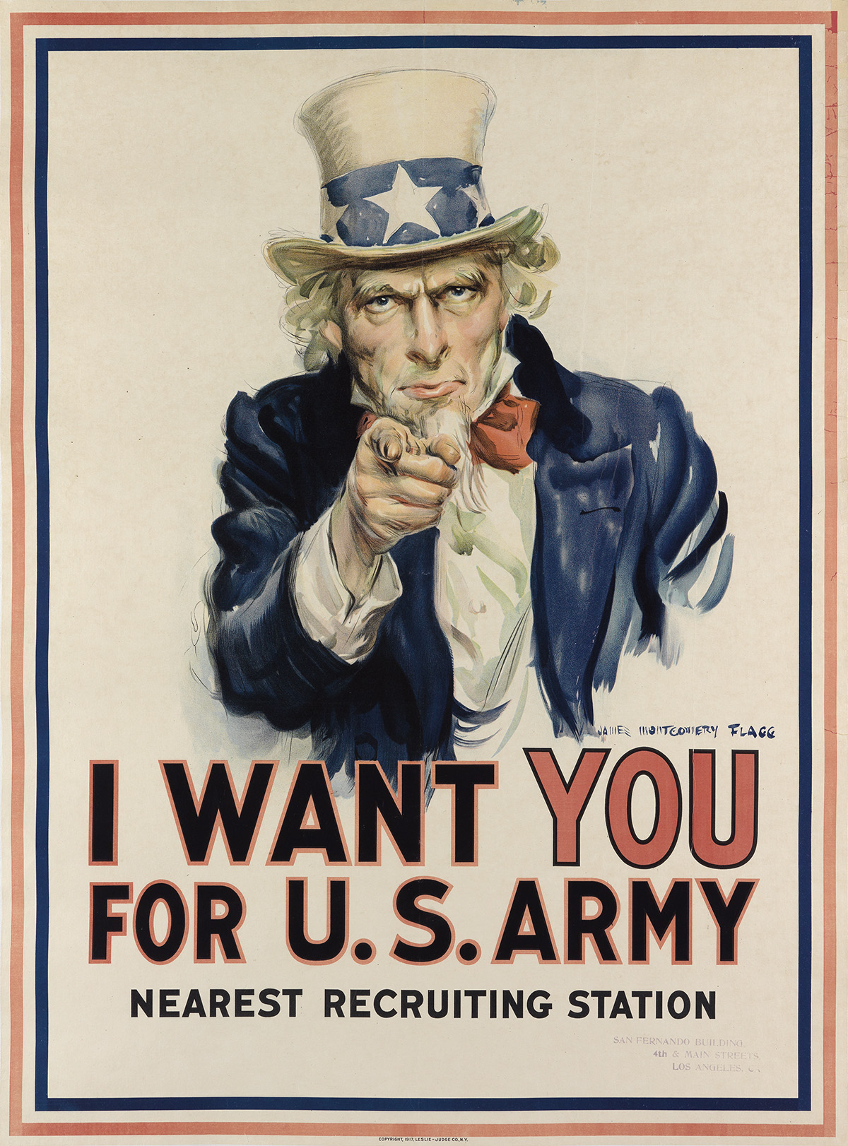 JAMES MONTGOMERY FLAGG (1870-1960). I WANT YOU FOR U.S. ARMY. 1917. 40x29 inches, 102x75 cm.